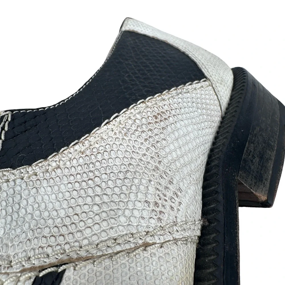 Slickexotica Mens Black White Crocodile Lizard Leather Spectator Shoes Size 9.5